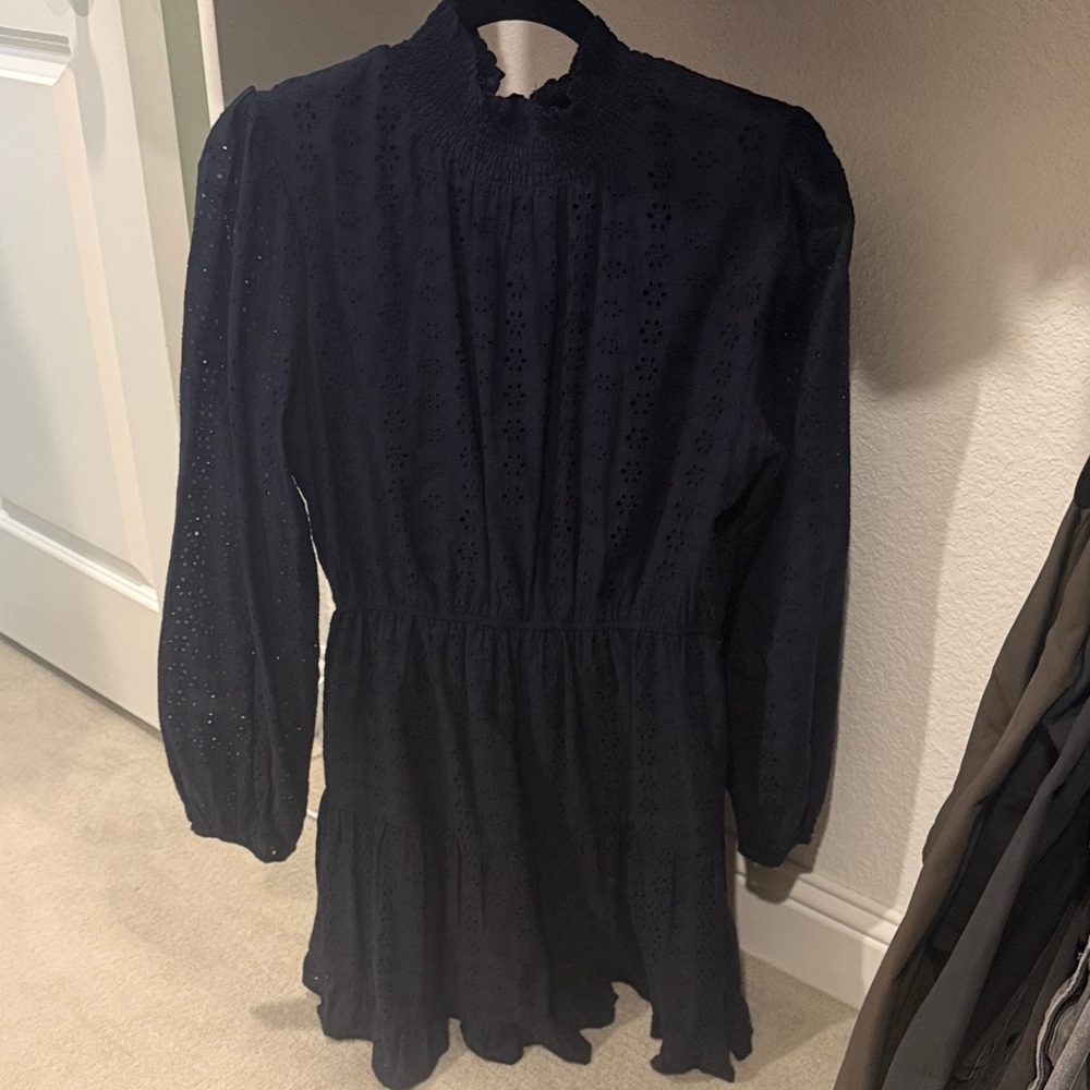 Lost + Wander navy Eyelet Dress